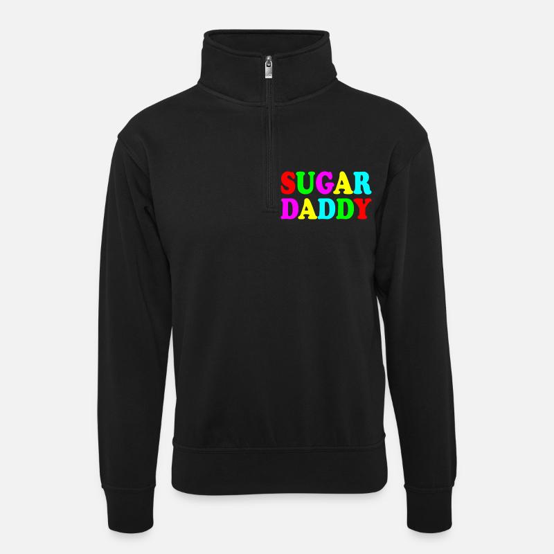 Sugar daddy - Unisex sweater with zip collar - black