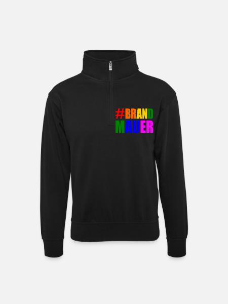 brandmauer - Unisex Pullover mit Zip-Kragen - Schwarz