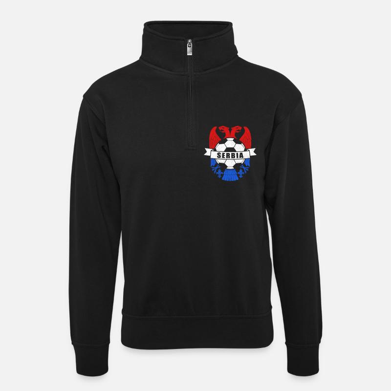 Serbien - Unisex Pullover mit Zip-Kragen - Schwarz