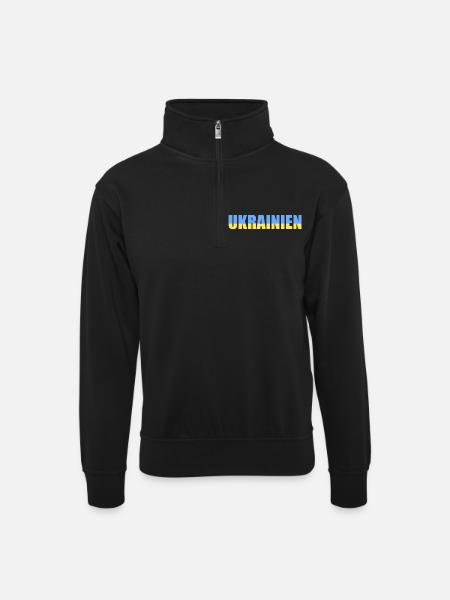 ukrainien - Unisex sweater with zip collar - black
