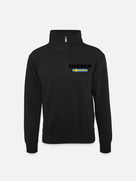 SWEDEN - Unisex sweater with zip collar - black