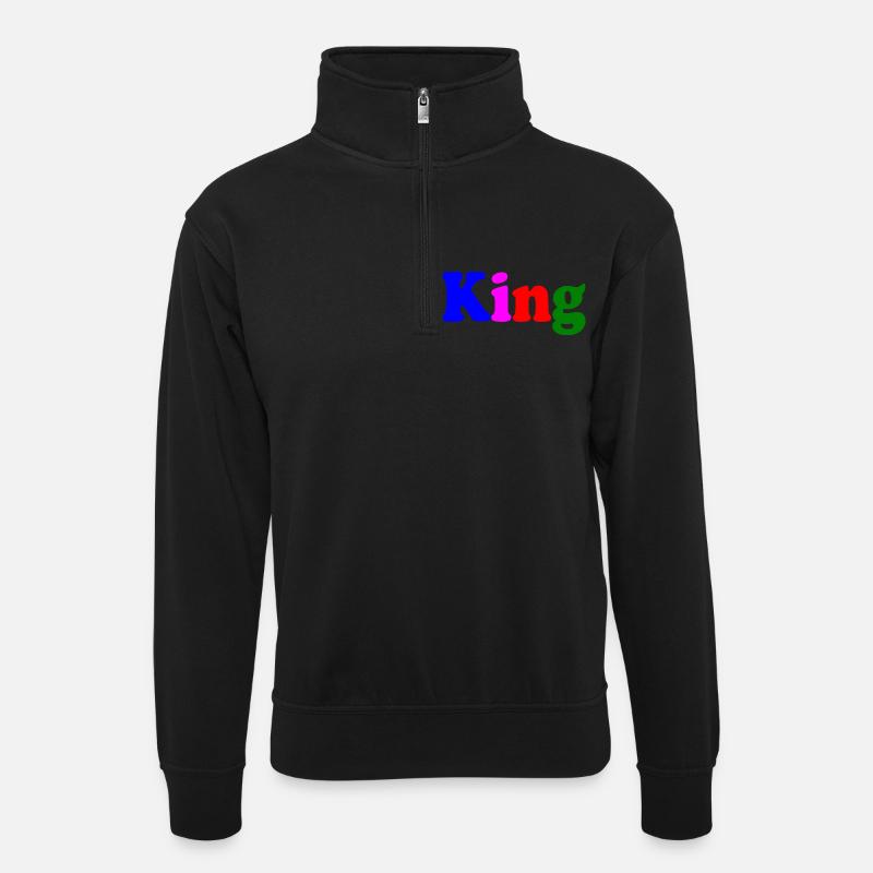 King - Unisex sweater with zip collar - black