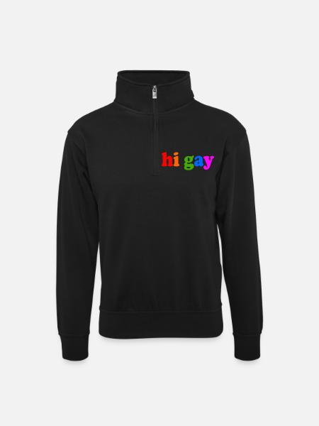 gay - Unisex Pullover mit Zip-Kragen - Schwarz