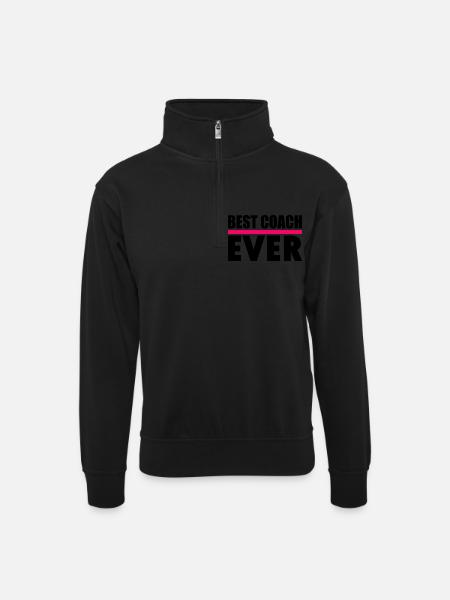 Best coach ever - Unisex sweater with zip collar - black