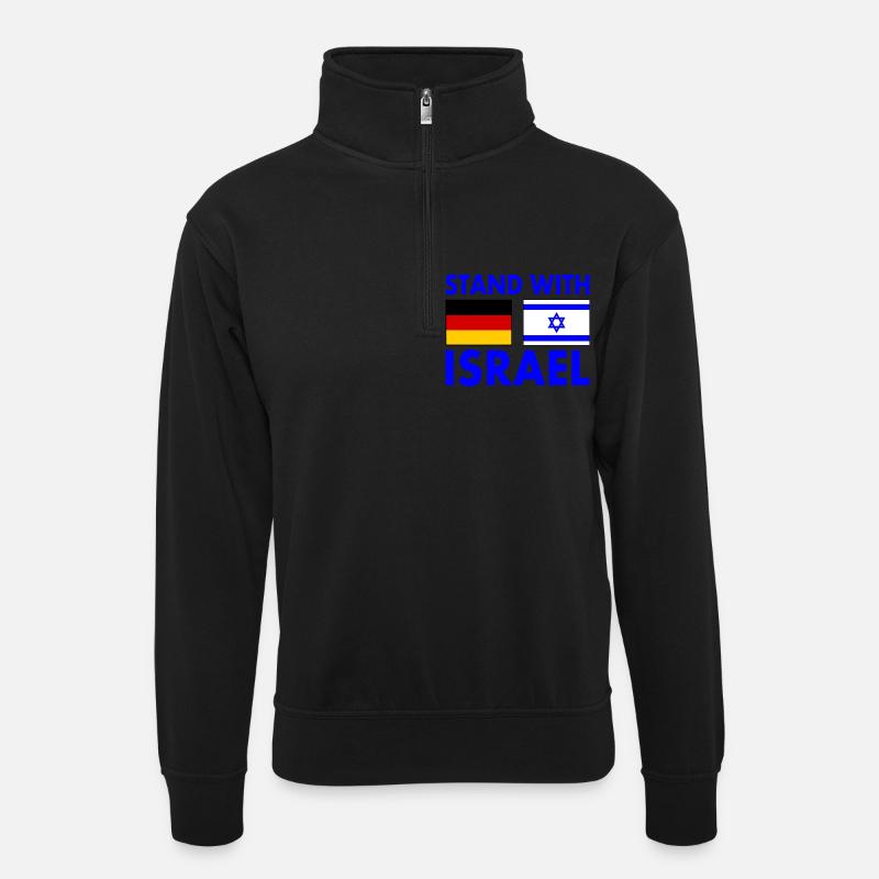 Israel - Unisex Pullover mit Zip-Kragen - Schwarz