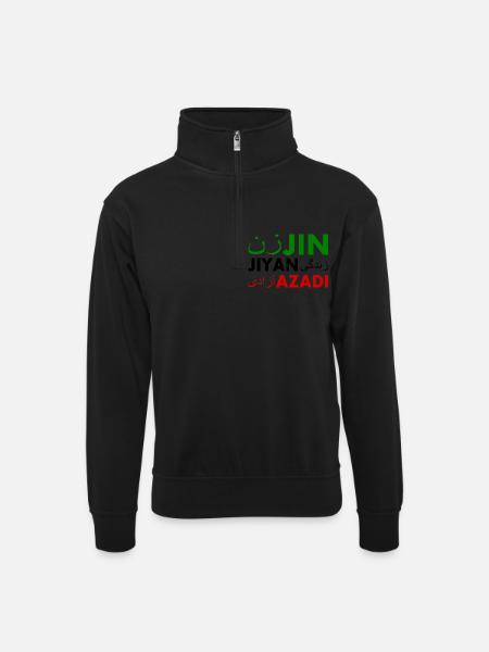 Jin jiyan azadi زن زندگی آزادی - Unisex sweater with zip collar - black