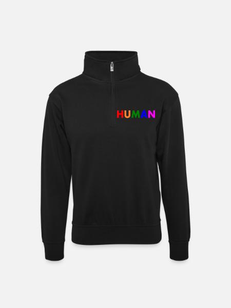Human - Unisex sweater with zip collar - black