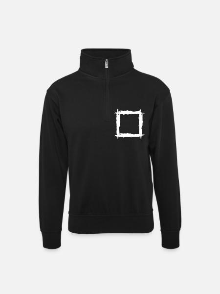 Square white - Unisex sweater with zip collar - black