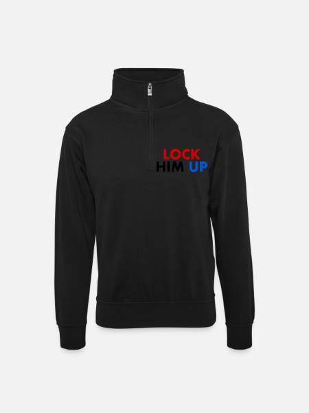 Lock him up - Unisex sweater with zip collar - black