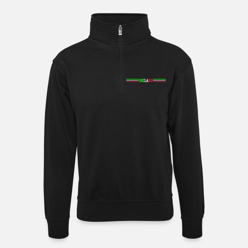 ireland stripes - Unisex Pullover mit Zip-Kragen - Schwarz