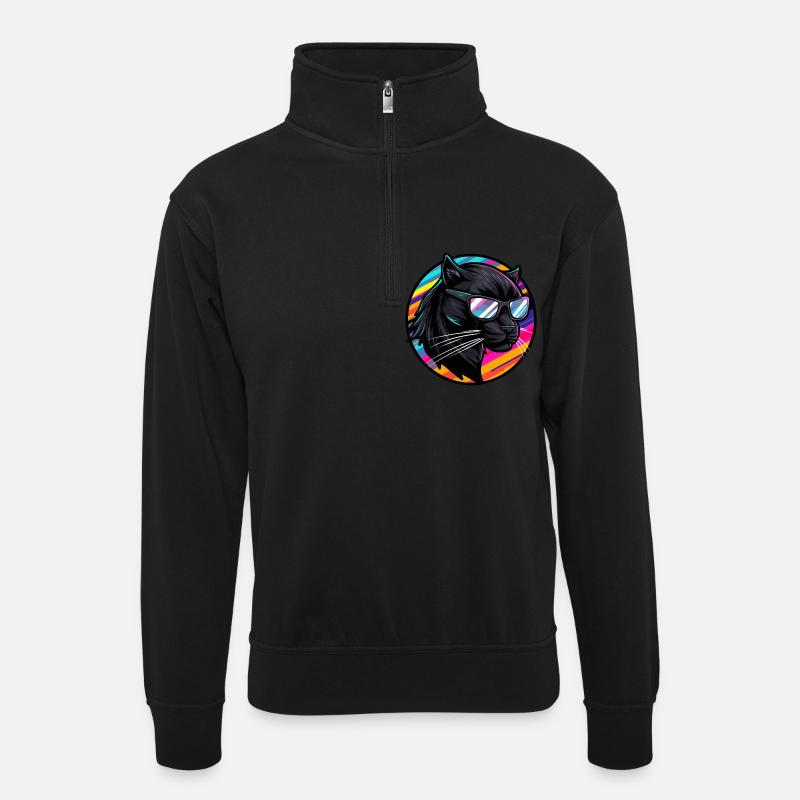 Panther Comic Cool - Unisex sweater with zip collar - black