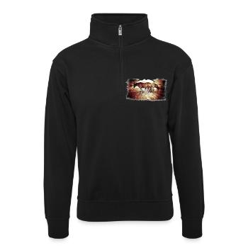 Horses - Unisex Pullover mit Zip-Kragen - Schwarz - Vorne