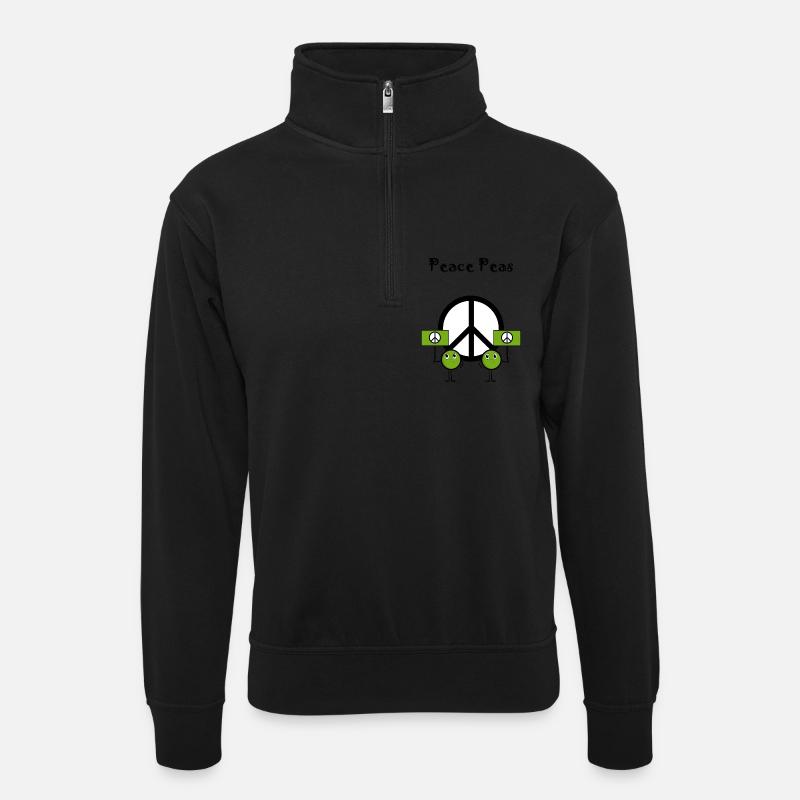 Peace peas - Unisex Pullover mit Zip-Kragen - Schwarz