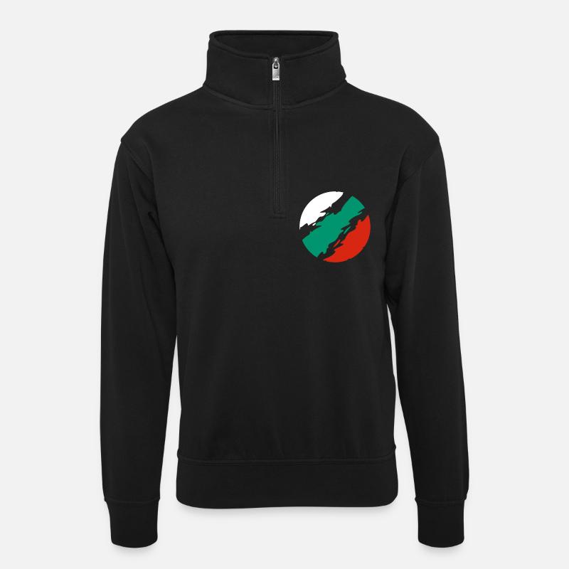 Bulgarien Fahne - Unisex Pullover mit Zip-Kragen - Schwarz