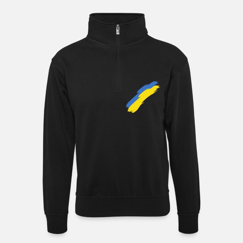Ukraine - Unisex Pullover mit Zip-Kragen - Schwarz