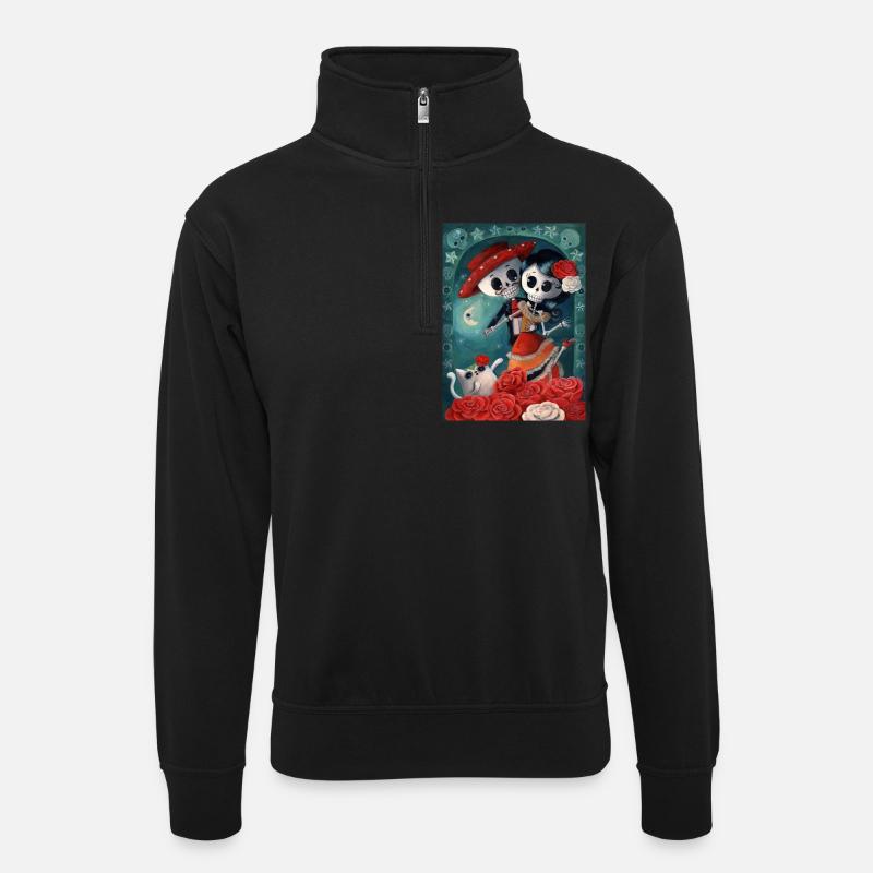 Dia de Los Muertos Lovers - Unisex sweater with zip collar - black