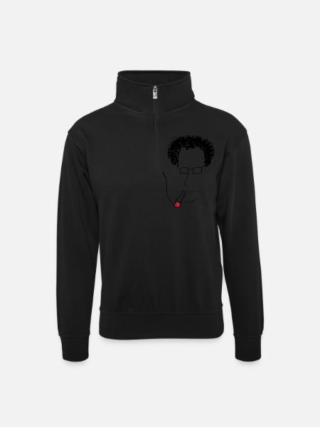 SMOKE BRAIN HPSTR - Unisex Pullover mit Zip-Kragen - Schwarz