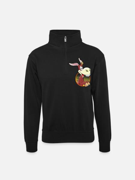ass - Unisex sweater with zip collar - black
