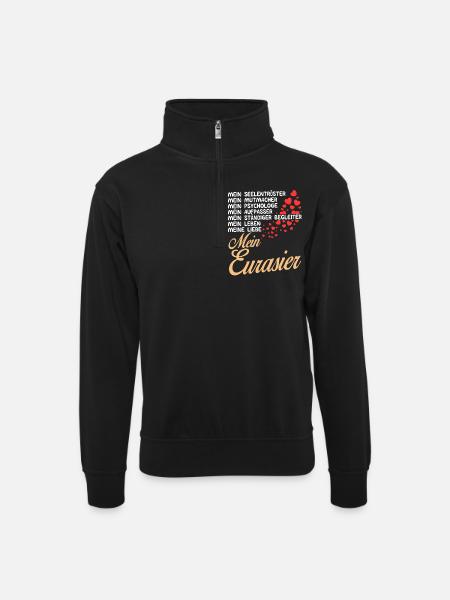 Eurasier - Mein - Unisex Pullover mit Zip-Kragen - Schwarz