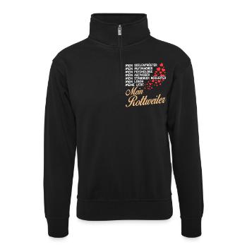 Rottweiler - Mein - Unisex Pullover mit Zip-Kragen - Schwarz - Vorne