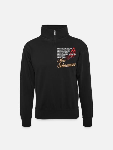 Schnauzer - Mein - Unisex Pullover mit Zip-Kragen - Schwarz