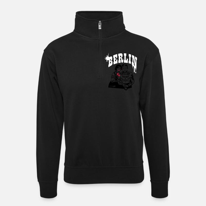 Berlin Schriftzug - Unisex Pullover mit Zip-Kragen - Schwarz