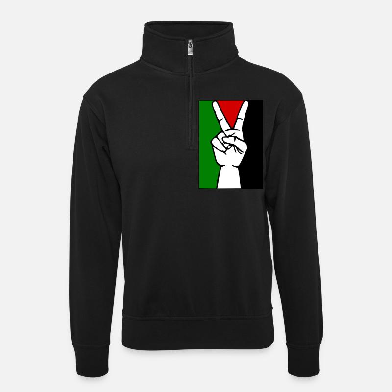Free palestine - Unisex Pullover mit Zip-Kragen - Schwarz