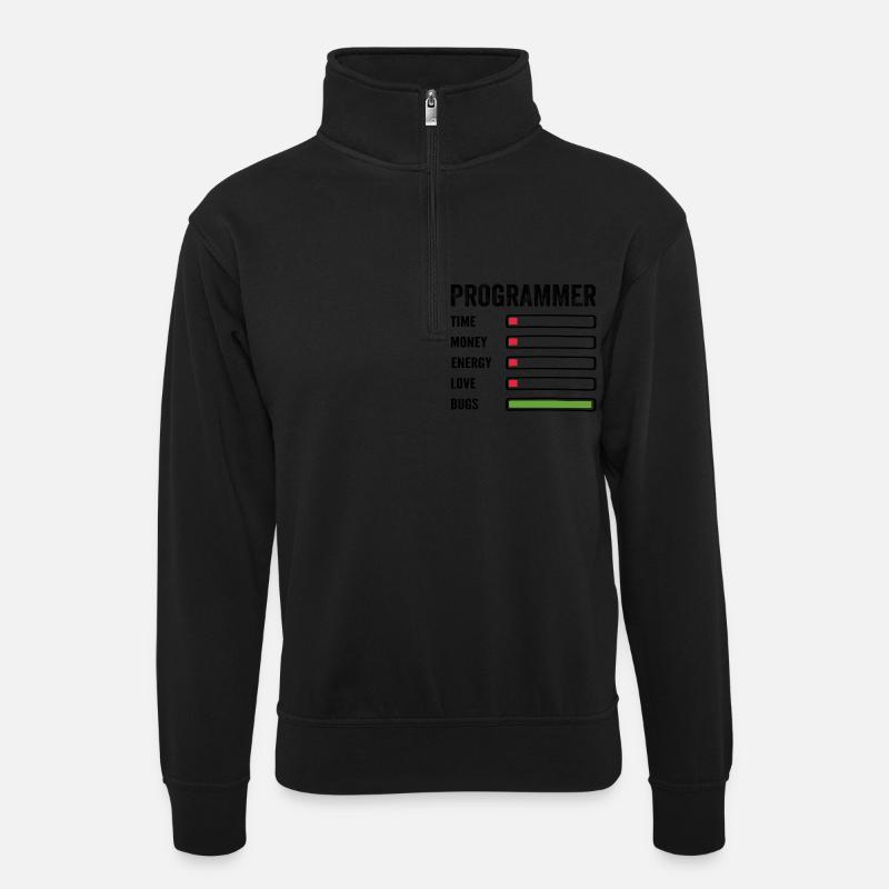 Developer Humor Programmer Coder - Unisex sweater with zip collar - black