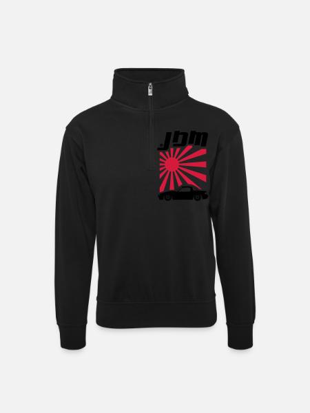 JDM MX-5 NA - Unisex Pullover mit Zip-Kragen - Schwarz