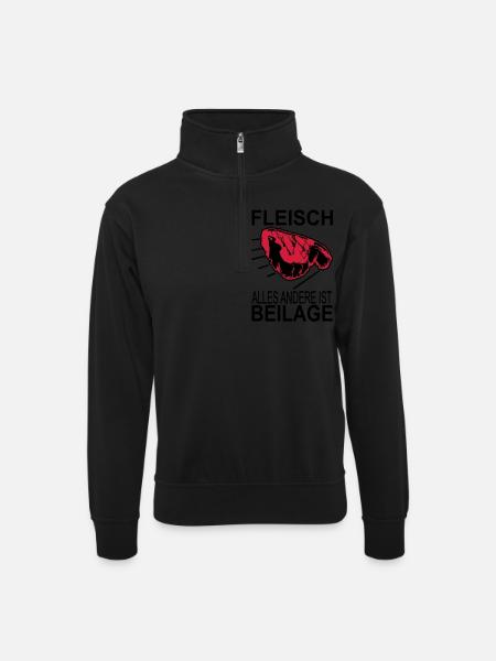 meat everything else is garnish - Unisex sweater with zip collar - black