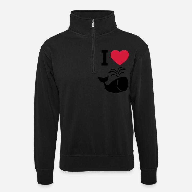J'aime les baleines! - Sweat col montant zippé unisexe - noir
