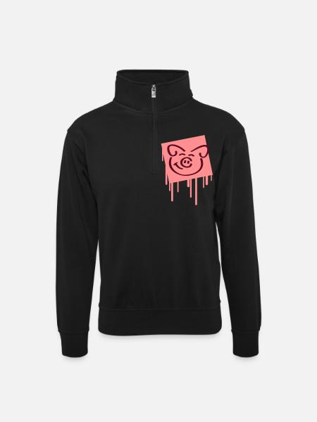 pig_face_graffiti_square - Sweat col montant zippé unisexe - noir