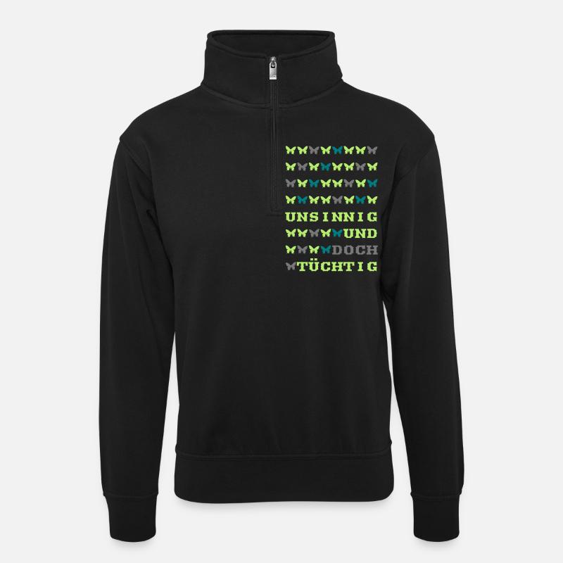 cadeau compétent absurde disant papillon - Sweat col montant zippé unisexe - noir