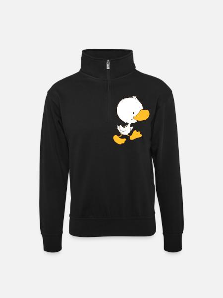 ffWalking Entlein - Unisex Pullover mit Zip-Kragen - Schwarz