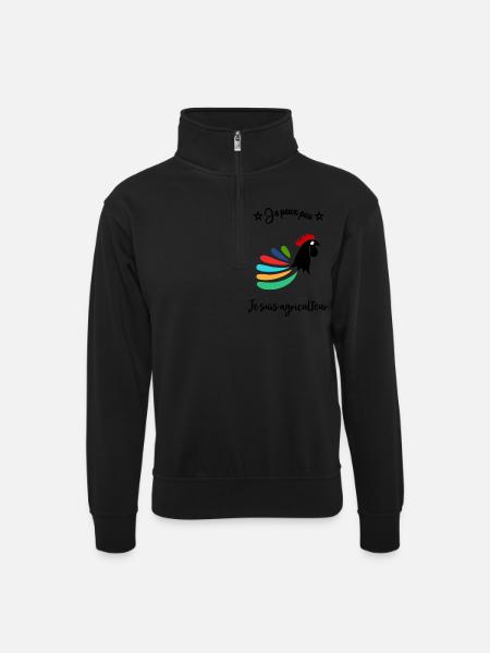 BAUER. LANDWIRTSCHAFT. BAUER - Unisex Pullover mit Zip-Kragen - Schwarz