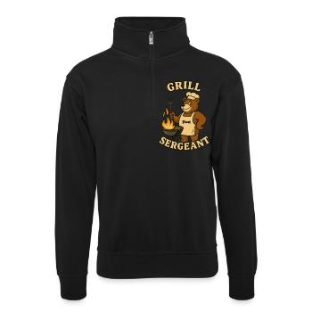 Grill Sergeant Funny BBQ Dad Design - Unisex sweater with zip collar - black - Front