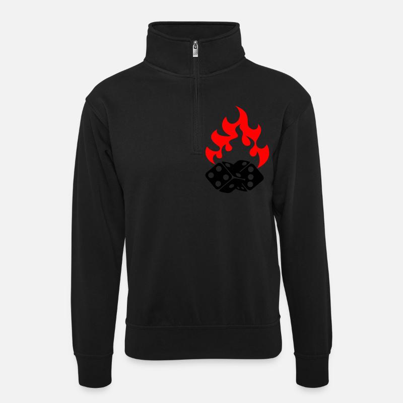 flaming_cubes - Sweat col montant zippé unisexe - noir