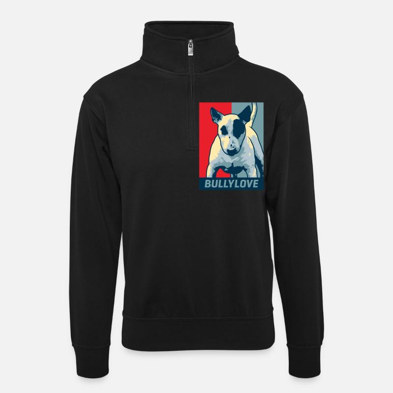 Bullterrier - Unisex Pullover mit Zip-Kragen - Schwarz