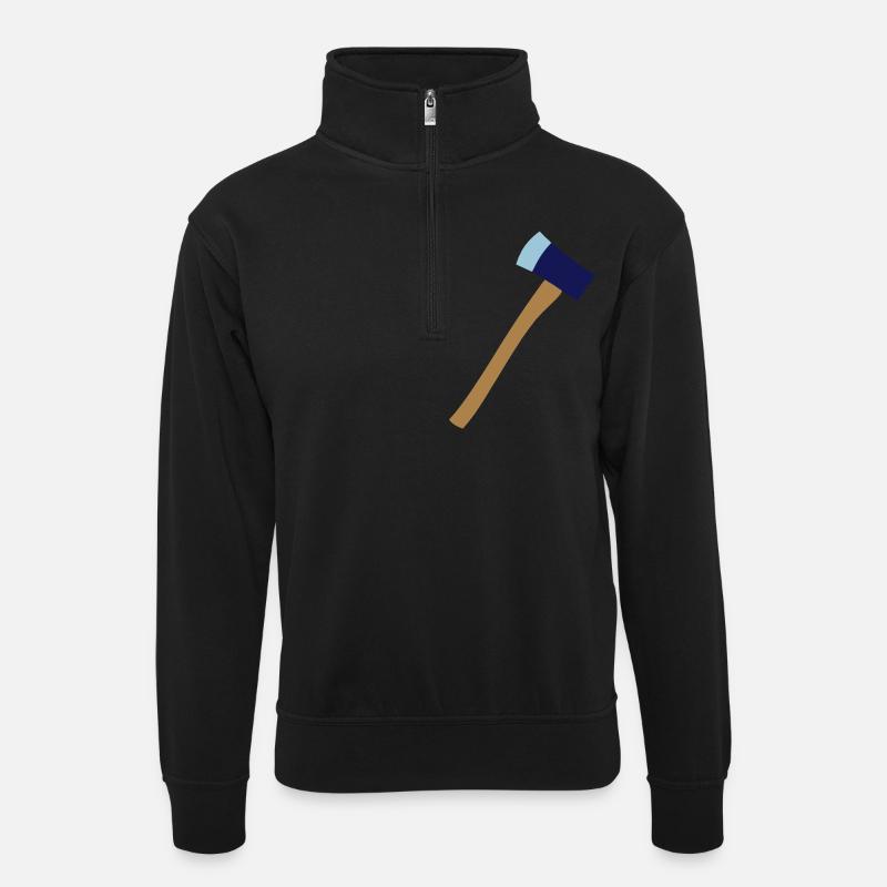 axe - Unisex Pullover mit Zip-Kragen - Schwarz
