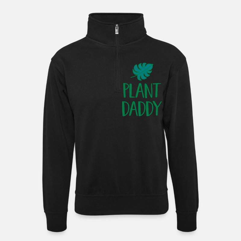 Plant Daddy - Unisex Pullover mit Zip-Kragen - Schwarz