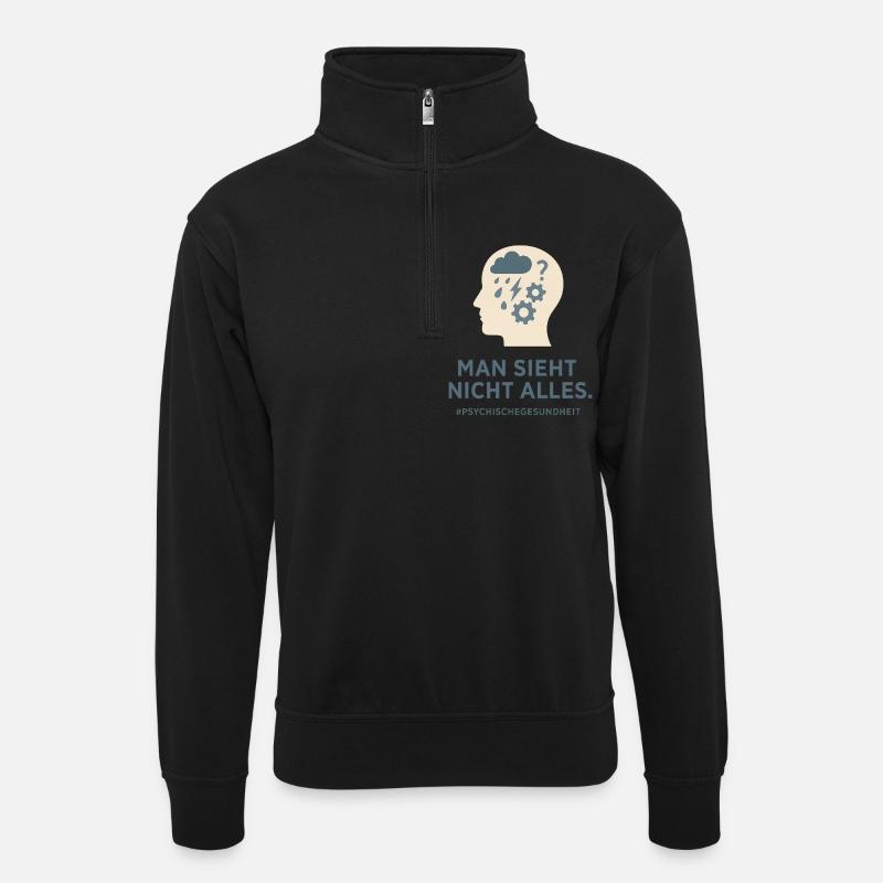 Man sieht nicht alles. - Unisex Pullover mit Zip-Kragen - Schwarz