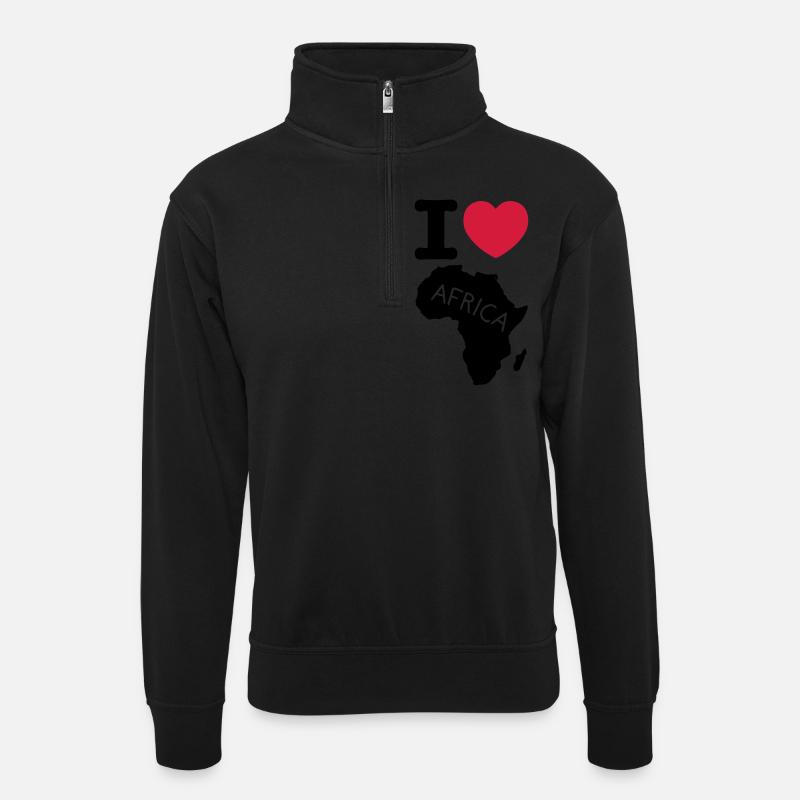 I love Africa - Unisex Pullover mit Zip-Kragen - Schwarz
