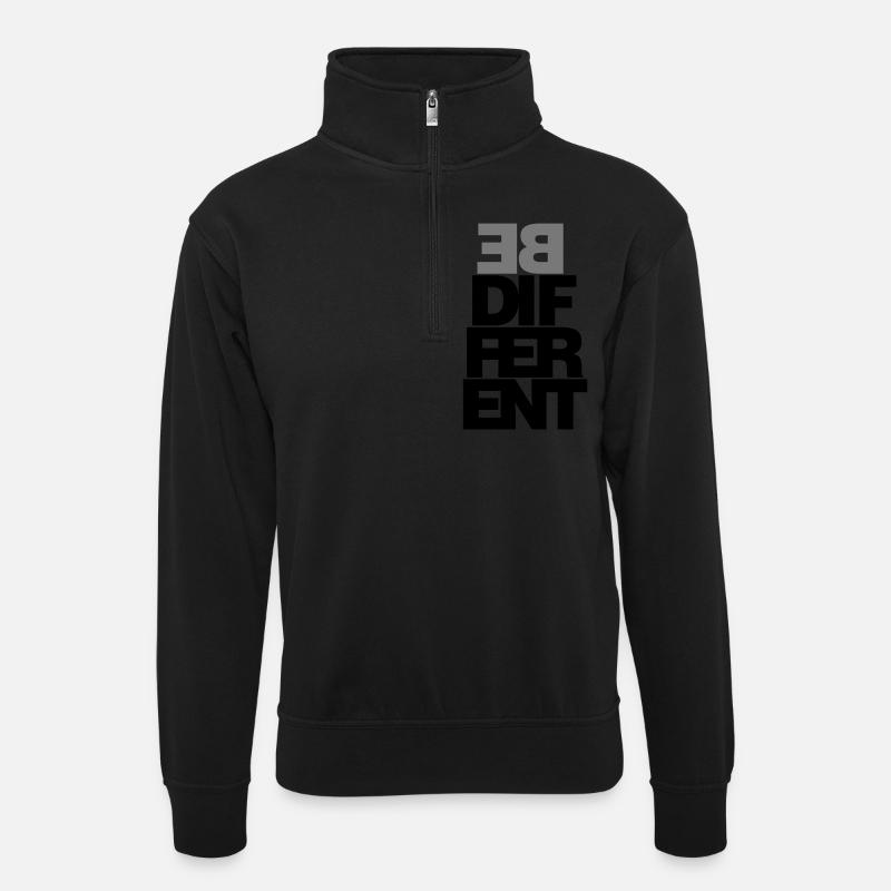 Be different - Unisex Pullover mit Zip-Kragen - Schwarz