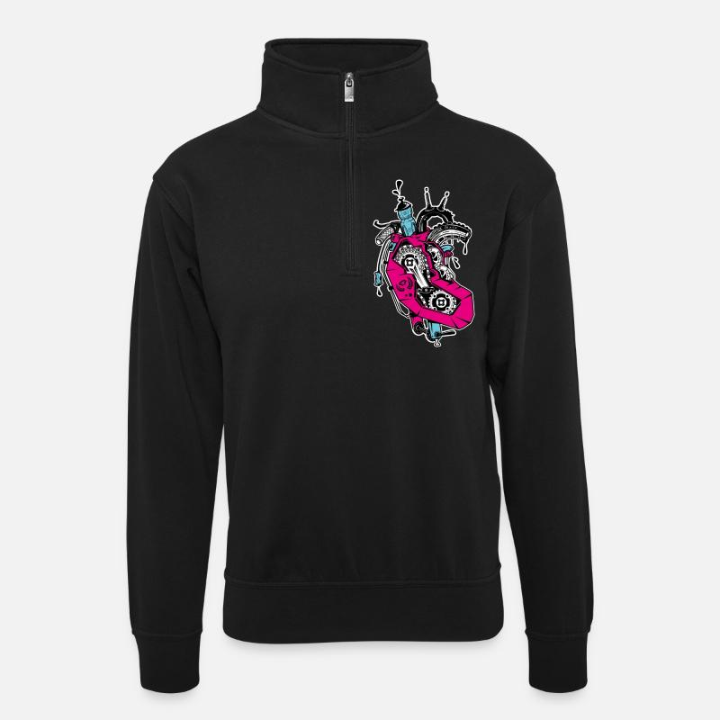 coeur de roue - Sweat col montant zippé unisexe - noir