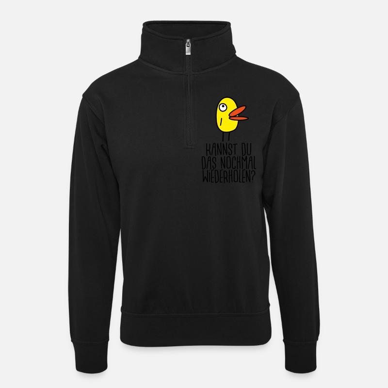 Wiederholen? - Unisex Pullover mit Zip-Kragen - Schwarz