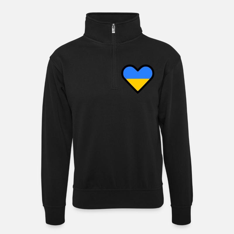 Ukraine - Unisex Pullover mit Zip-Kragen - Schwarz