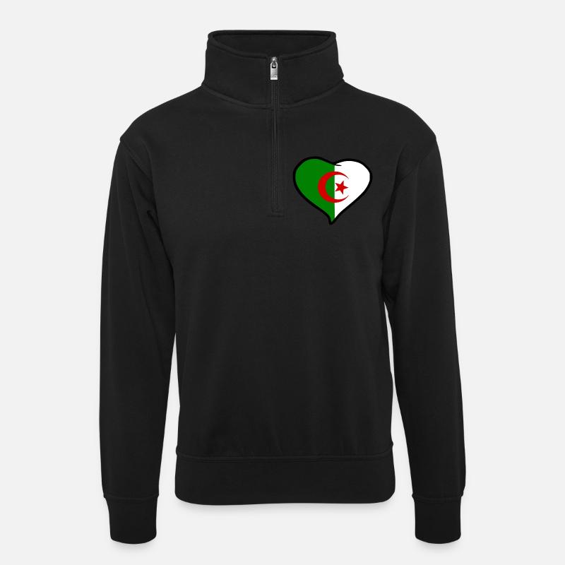 Drapeau Algérie - Sweat col montant zippé unisexe - noir