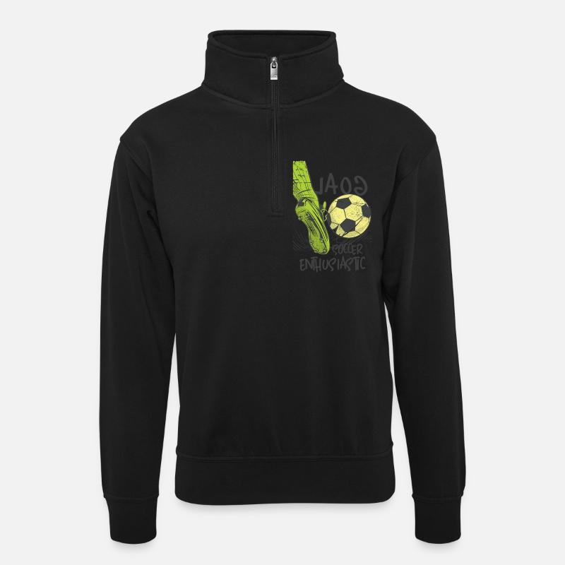 Fußball Begeistert - Unisex Pullover mit Zip-Kragen - Schwarz