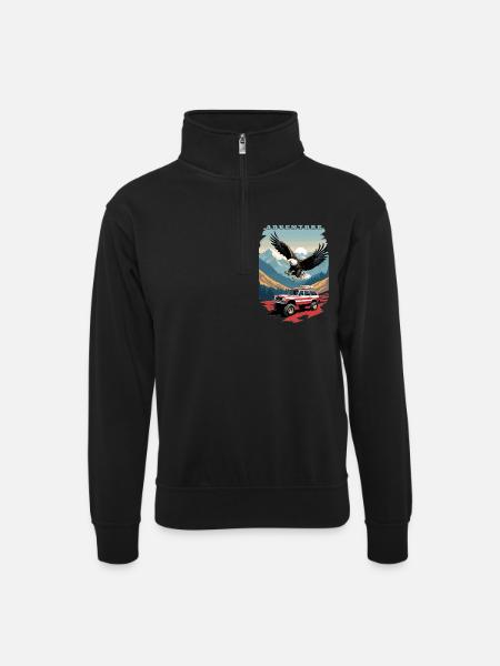 Adventure Tour USA - Unisex sweater with zip collar - black