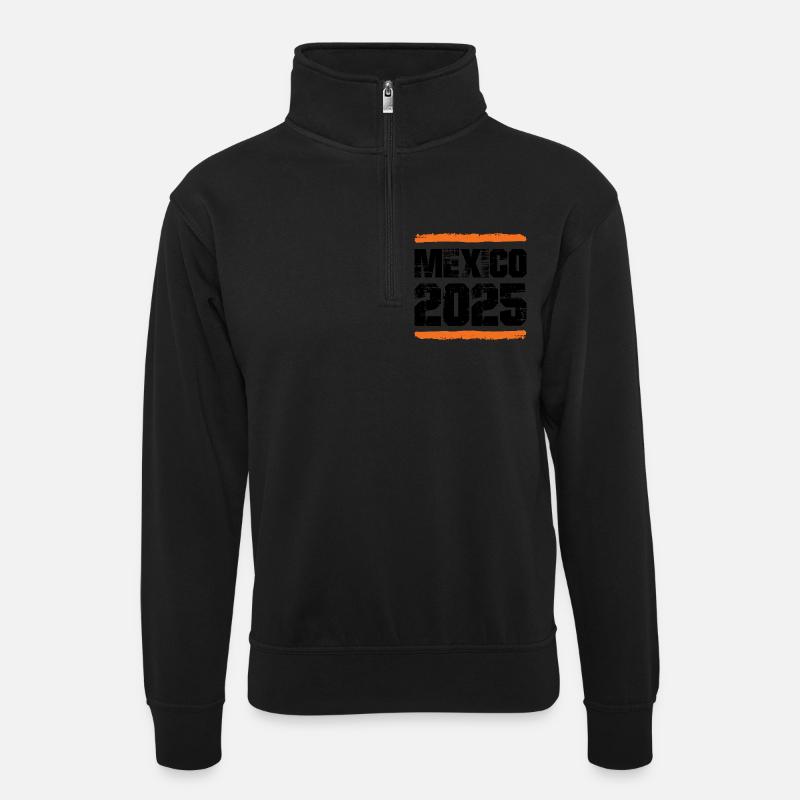 Mexiko 2025 Team - Unisex Pullover mit Zip-Kragen - Schwarz